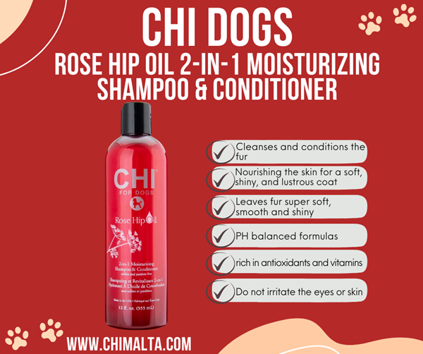 CHI Pets Rose Hip Oil 2-1 Shampoo & Conditioner 355ml for dogs
