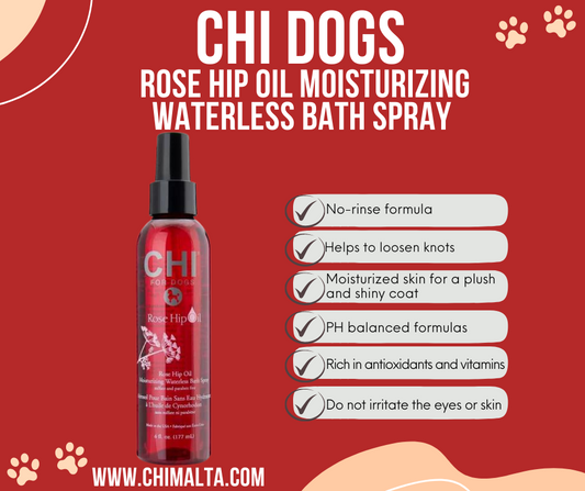 CHI PETS FOR DOGS ROSE HIP OIL MOISTURIZING WATERLESS BATH SPRAY ( DOGS ) image 0