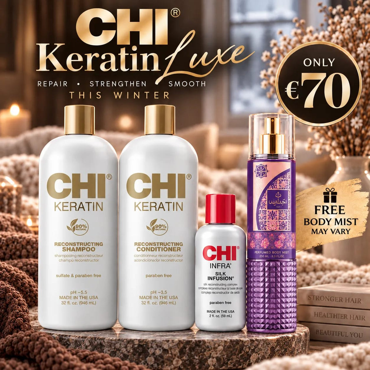 CHI Keratin LUXE Repair & Strengthen Hair Set