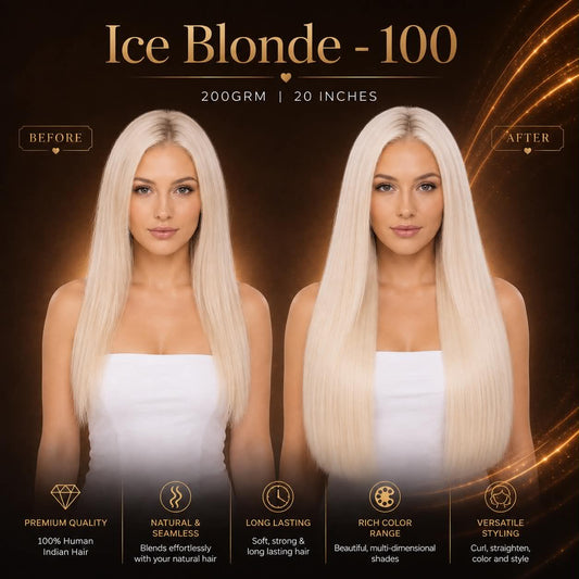 CRISAM® Clip-On Hair Extensions – 20 Inch – 200g – Ice Blonde