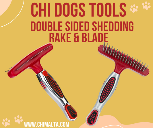 CHI PETS DOUBLE SIDED SHEDDING RAKE & BLADE FOR  ( DOGS ) image 0