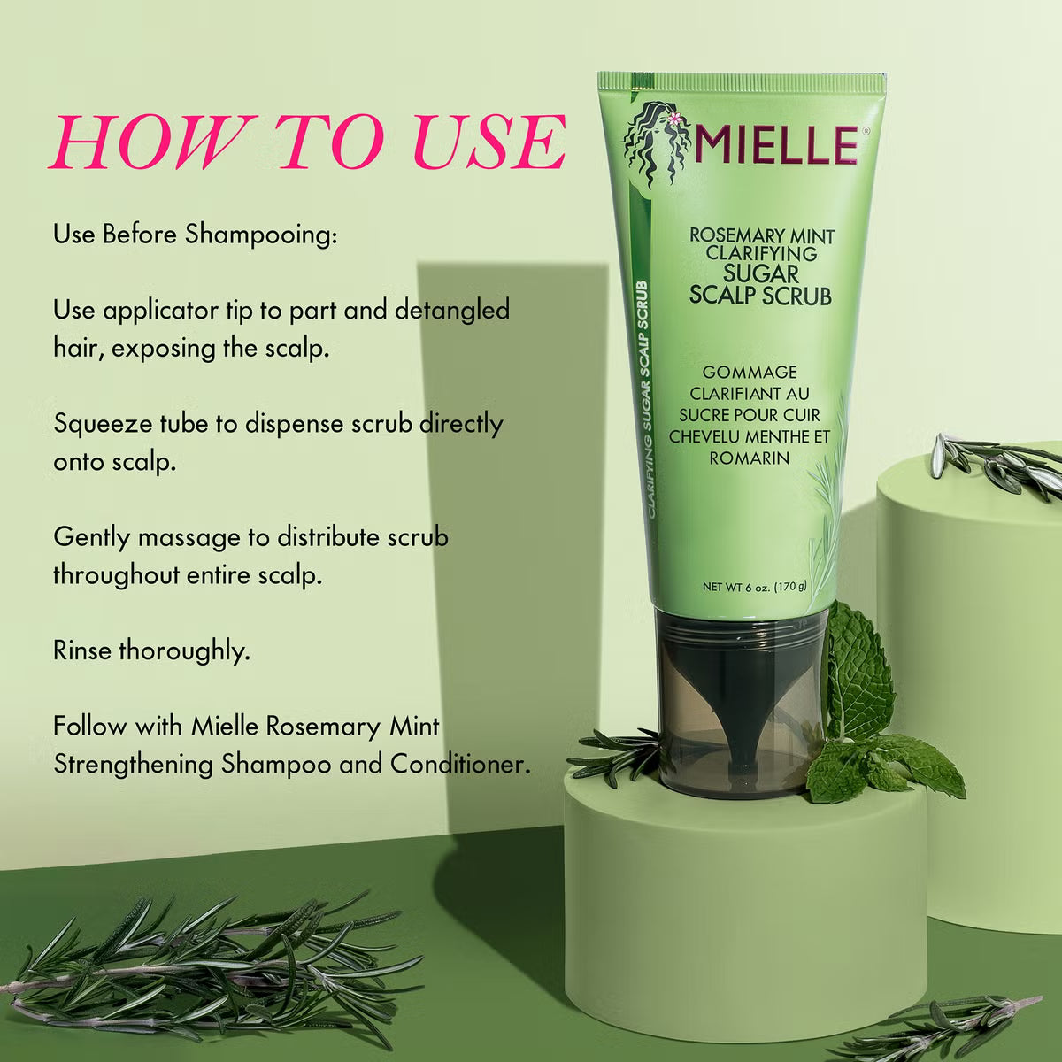 Mielle Organics Rosemary Mint Clarifying Sugar Scalp Scrub 6oz
