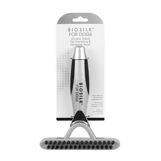 Biosilk Double Sided De-Shedding Blade & Massage Brush For Dogs