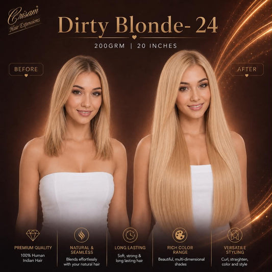 CRISAM® Clip-On Hair Extensions – 20 Inch – 200g – Dirty Blonde