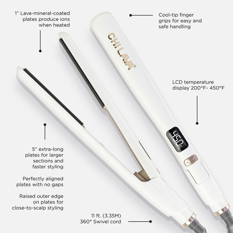 LAVA 1 Inch Hairstyling Iron White
