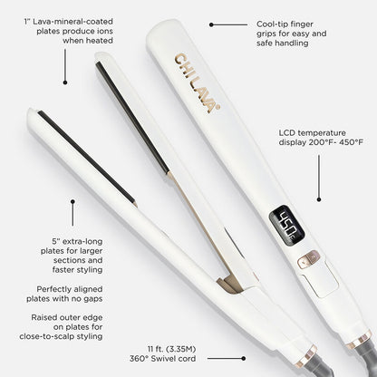 LAVA 1 Inch Hairstyling Iron White