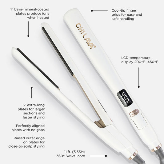 LAVA 1 Inch Hairstyling Iron White