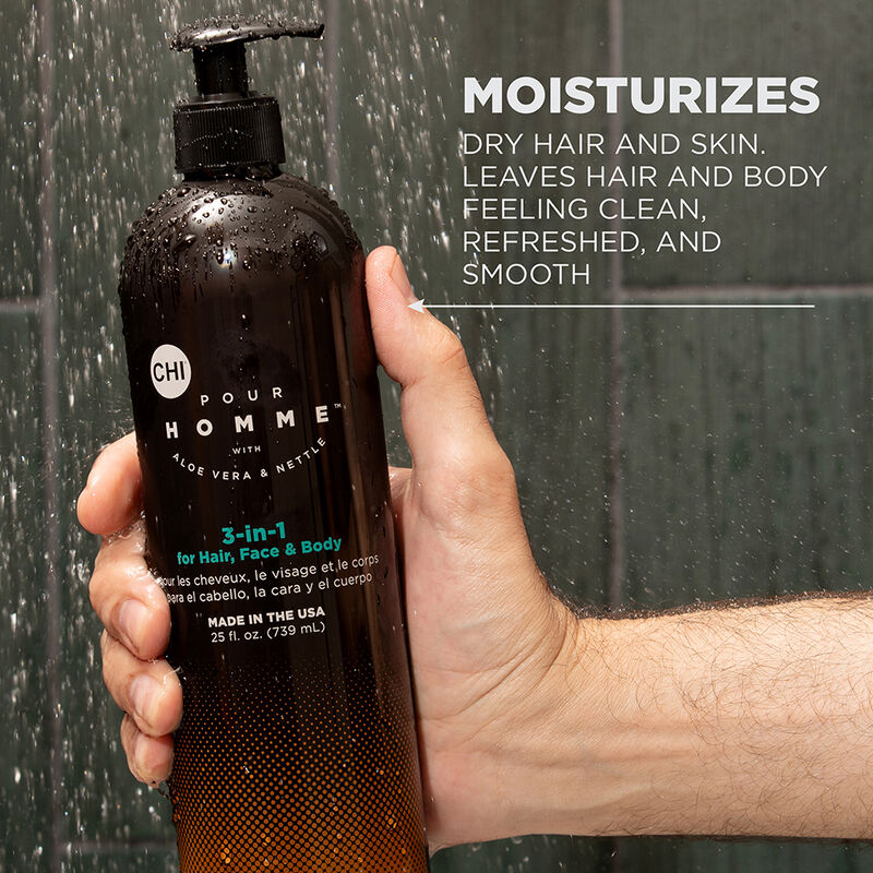 CHI MAN Pour Homme 3 in 1 Hair Face and Body Wash - 11.5 Ounces