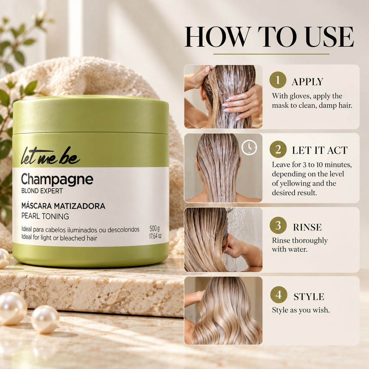 Let me be - Champagne Blond Expert Toning Mask Pearly Effect 500g