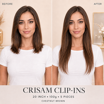 CRISAM® Clip-In Hair Extensions – 20 Inch – 100g – Chestnut Brown