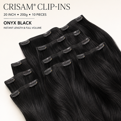 CRISAM® Clip-On Hair Extensions – 20 Inch – 200g – Onyx Black