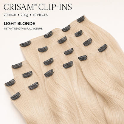 CRISAM® Clip-On Hair Extensions – 20 Inch – 200g – Light Blonde