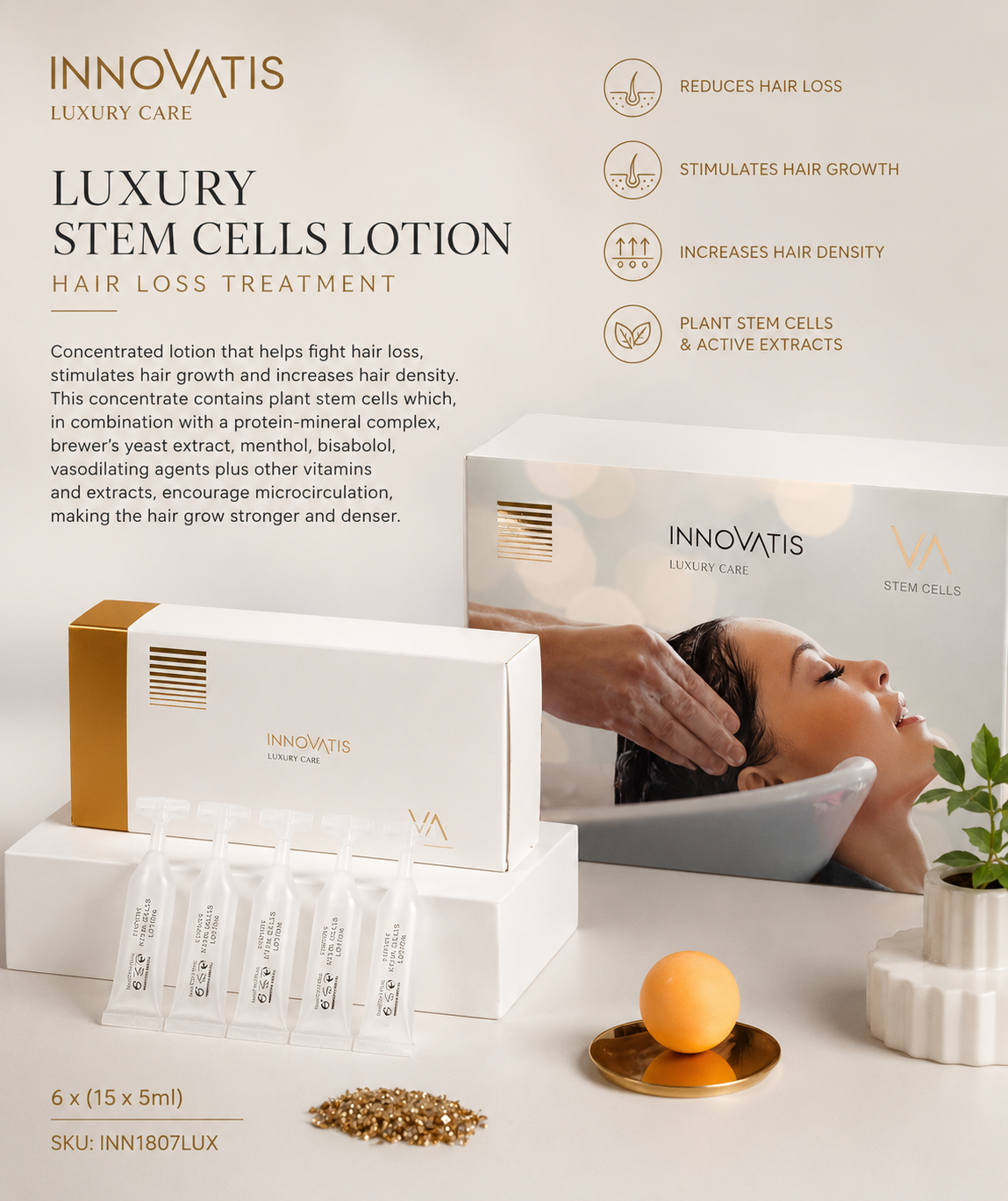 Hair Loss Treatment Luxury Stem Cells Lotion 15X5ml
