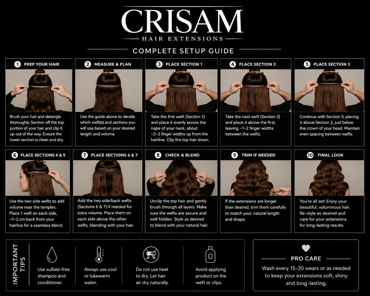 CRISAM® Clip-On Hair Extensions – 20 Inch – 200g – Ice Blonde