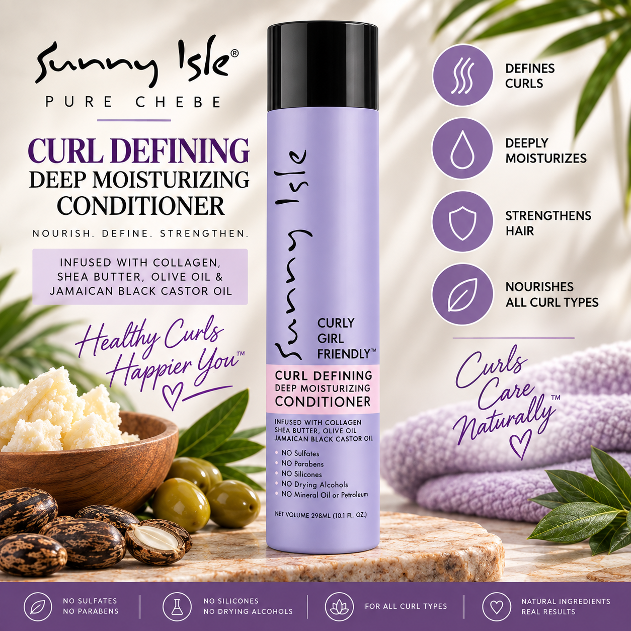 Sunny Isle Curly Girl Friendly Conditioner 10.1oz