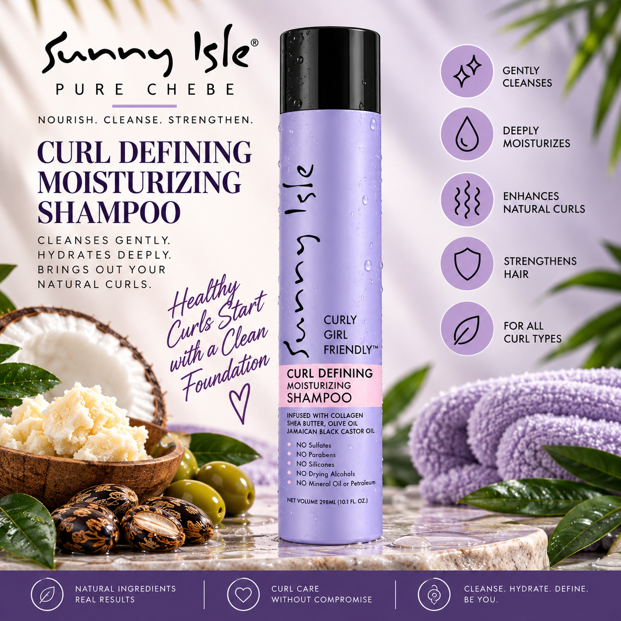 Sunny Isle Curly Girl Friendly Shampoo 10.1z