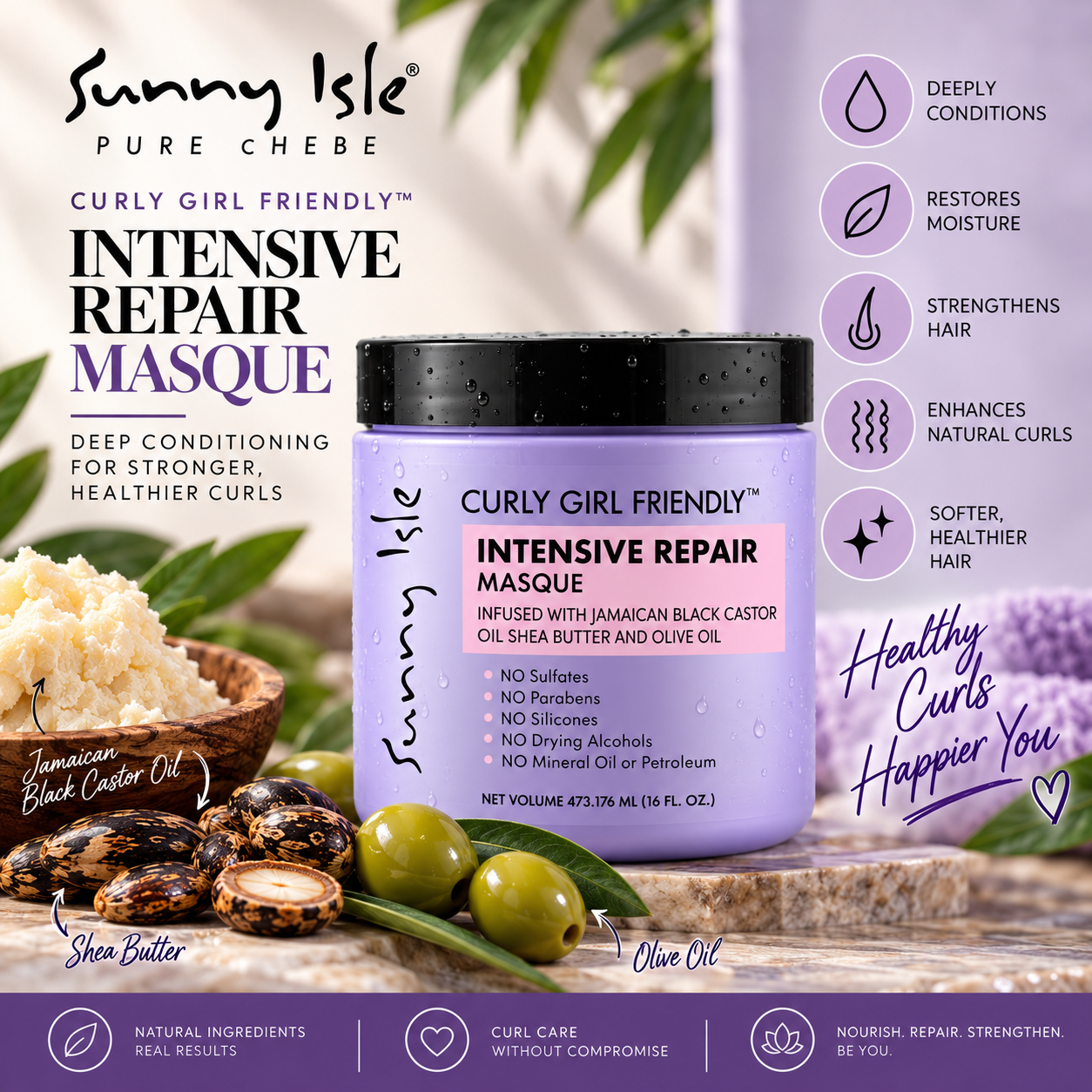 Sunny Isle Curly Girl Friendly Masque 16oz