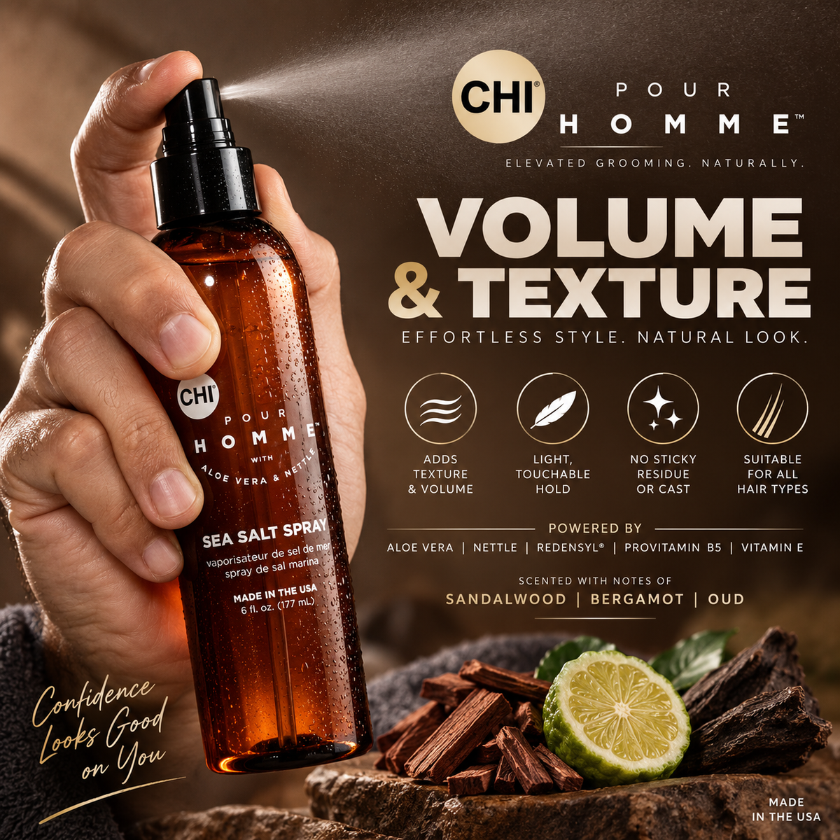 CHI POUR HOMME-SEA SALT SPRAY 6OZ