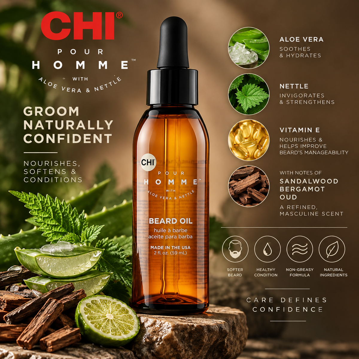 CHI POUR HOMME - BEARD OIL  2 OZ