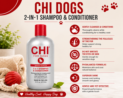 CHI Pets Gentle 2 In 1 Shampoo & Conditioner 473Ml for dogs